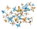 Pannello da Muro Farfalle Oro e Celeste 132x3,5x95,5 cm in Ferro 