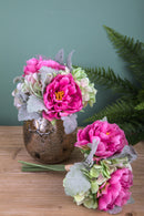 Set 2 Bouquet Artificiali di Peonie e Ortensie H 28 cm