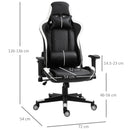 Sedia da Gaming Ergonomica 72x54x126-136 cm in PVC  Nera e Bianco