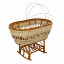 Culla in Rattan con Dondolo e Ruote 100x58cm Morgana Naturale e Miele