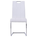 Set 2 Sedie Design Moderno in Metallo con Rivestimento in Pelle PU Bianco 