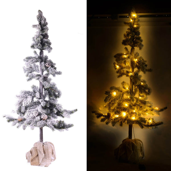 prezzo Albero di Natale Luminoso con LED e Pigne in PVC H143cm Juta Verde Innevato