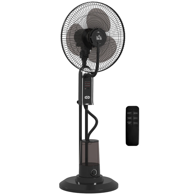 Ventilatore Nebulizzatore Regolabile 3 Velocità 44,5x38,5x120 cm con Telecomando in Metallo e Plastica Nero  