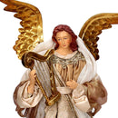 Angelo tessuto beige e oro con arpa cm xh35,5