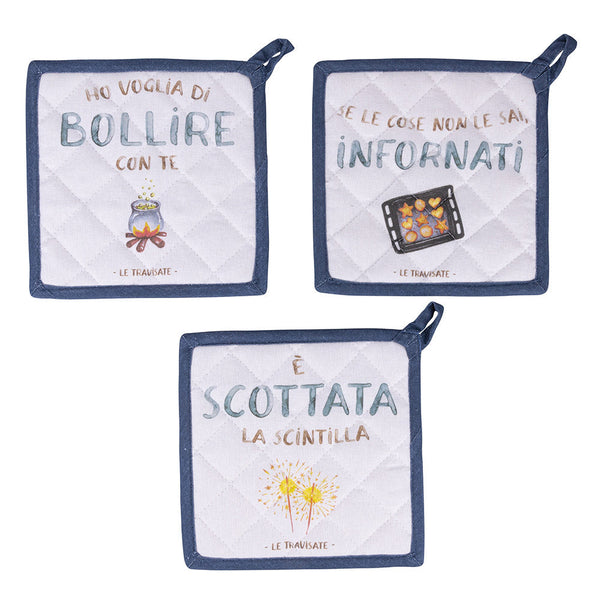 sconto Set 3 Presine 20x20 cm in Cotone VdE Tivoli 1996 Le Travisate Bianco