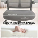 Sedia Ufficio Ergonomica Girevole 64x69,5x110-120 cm con Braccioli Ribaltabili Funzione Dondolo e Altezza Regolabile in Rete Grigio      
