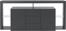 Credenza con 2 Ante 3 Cassetti e Ripiani in Vetro a Giorno 180x40x80 cm Essential 2A 3C Grigio Antracite Opaco  