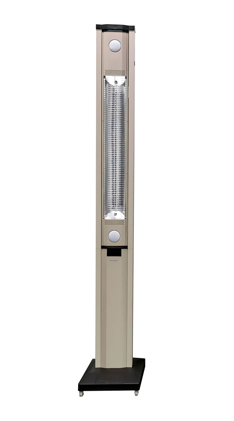 Stufa Elettrica ad infrarossi da Esterno 50x25x200 cm in Fibra di Carbonio con Luce Led Skyline Mocca Mousse