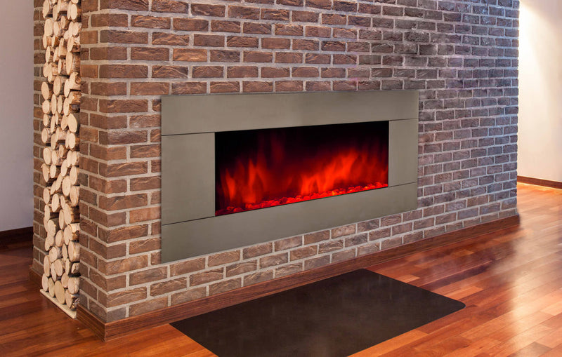 Camino Elettrico da Parete Effetto Fiamma 2000W CheminArte Pure Inox XXL