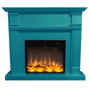 Camino Elettrico da Pavimento 114x102,3x28,2 cm Effetto Fiamma 1500W Sined Caldera Turchese
