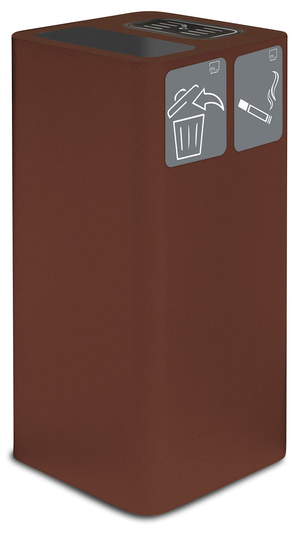 sconto Pattumiera Per Raccolta Rifiuti 38x38xh80 cm In Acciaio Verniciato con Coperchio Basculante Marrone