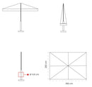 Ombrellone da Giardino 2,5x3,5 m Palo Ø48 mm in Legno Telo in Acrilico Danieli Sydney Ecrù