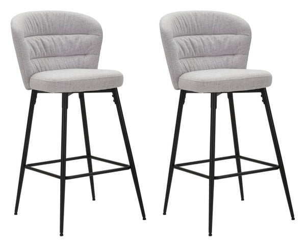 sconto Set 2 Sgabelli Bar Losanna 52x108x59 cm in Tessuto Grigio/Nero