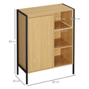 Mobiletto da Bagno 3 Ripiani e Armadietto 60x28x80 cm in Truciolato e Acciaio Legno e Nero