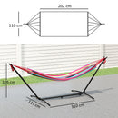 Amaca Autoportante con Supporto 298x117x105 cm Altezza Regolabile e Borsa di Trasporto in Metallo e Poliestere Rosso      