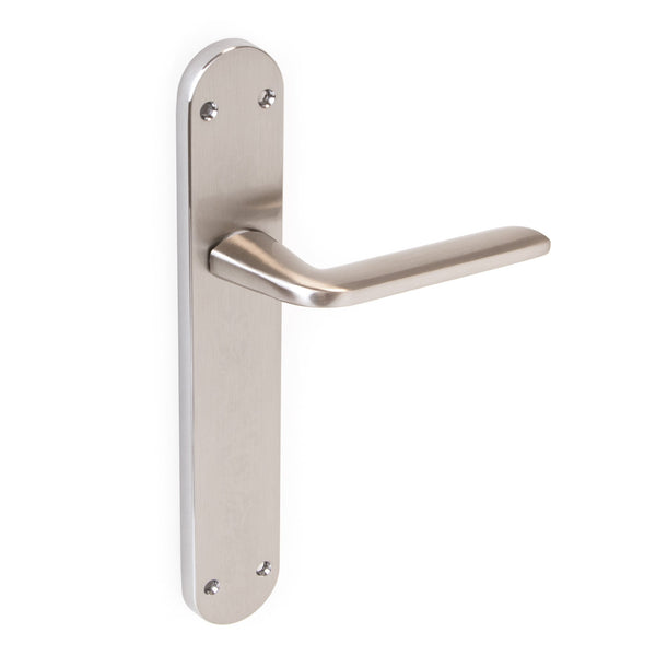 sconto Maniglie Sydney per Porta da Interno con Placca 43 x 250 mm Alluminio e Zama Nickel 1 Set. Emuca