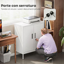 Armadietto da Ufficio 80x40x100 cm a 2 Ripiani Regolabili con Serratura e 2 Chiavi in Acciaio Bianco      