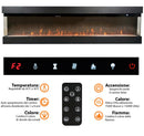 Camino Elettrico da Parete o Incasso Velar 182x20x48 cm Effetto Fiamma Telecomando in MDF Nero Opaco