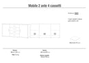 Mobile 2 Ante 4 Cassetti 174x84x41 cm Cemento