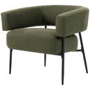 Poltrona Salotto Imbottita 77x67x72 cm con Seduta Ampia e Profonda e Schienale Curvo in Tessuto Effetto Lino Verde Scuro      