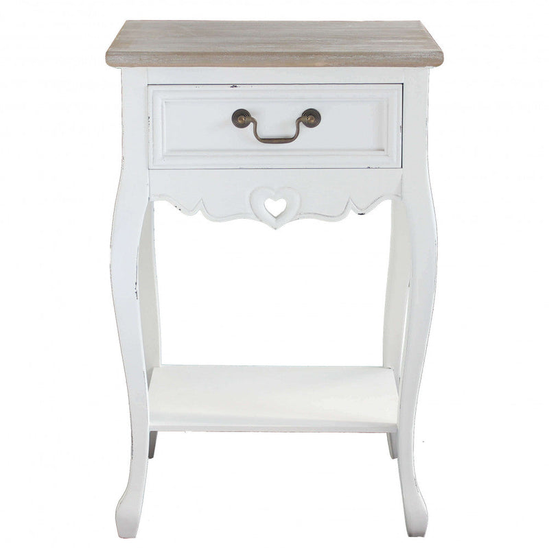 Mobiletto Cuore 1 44x33x70 h cm in Legno di paulownia Bianco