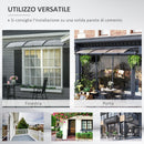 Tettoia in Policarbonato e Alluminio per Balconi 303x96x27 cm Finestre e Porte Nero e Trasparente