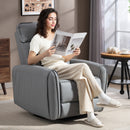 Poltrona Relax Reclinabile Manualmente con Poggiapiedi in Tessuto Effetto Pelle e Base Girevole Grigio      