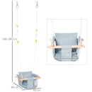 Seggiolino Altalena per Bambini 40x40x180 cm in Legno e Tessuto Grigio