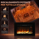 Camino Elettrico da Incasso o Parete 66x15,8x45 cm 1500 W con Timer Fiamma Regolabile e Telecomando Nero      