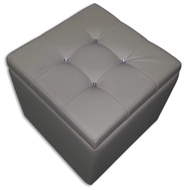 sconto Cubo Pouf Contenitore in Similpelle e Cristalli Renier Tortora