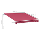 Tenda da Sole Avvolgibile a Parete 4x2.5m in Poliestere Rosso Scuro