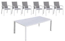 Set Tavolo e 6 Sedie da Giardino in Alluminio e Textilene Bianco