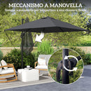 Ombrellone da Giardino a Braccio 244x244x255 cm Girevole a 360° Grigio Scuro  