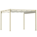 Gazebo da Giardino Pergola 298x297x221 cm con Tettuccio Retrattile  Viti e 8 Picchetti in Poliestere 180g e Metallo Cachi   