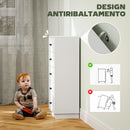 Cassettiera 5 Cassetti Moderna e Salvaspazio 47x29x95 cm Bianco   