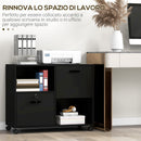 Mobile Ufficio 2 Cassetti 2 Ripiani 80x40x66 cm in Truciolato Nero