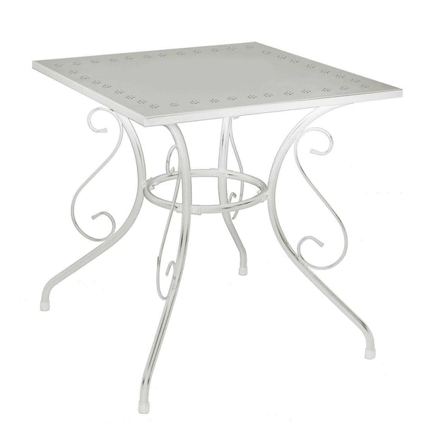Tavolo da Giardino 70x70xh72 cm in Metallo New Old Bianco-1