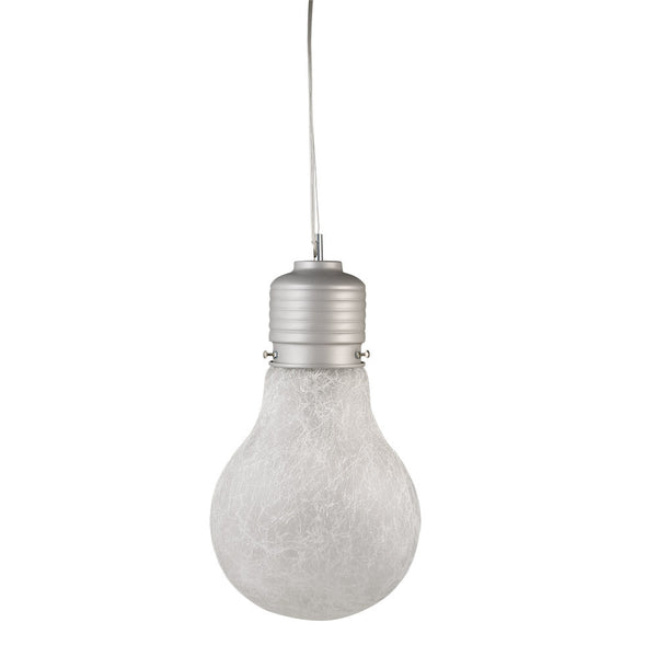 online Sospensione 1xE27 Montatura Argento Vetro Filante Bianco E-Energy Elettra