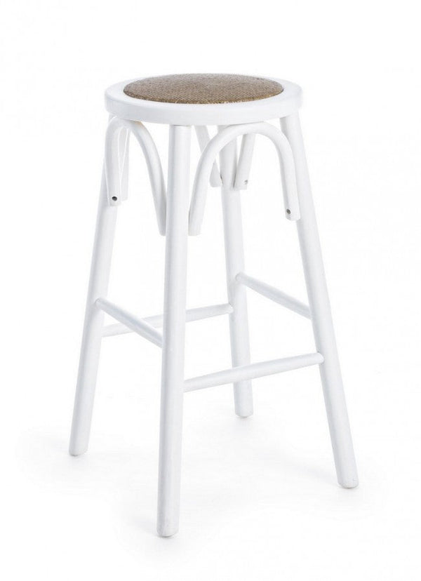 Sgabello Bar Circle Bianco in Legno online