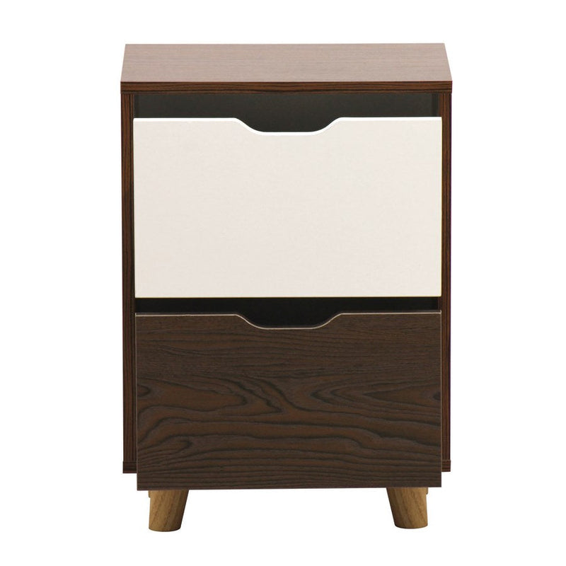 Comodino 2 Cassetti 39x30x55 cm  in Legno Effetto Zebrano