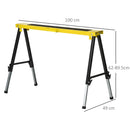 Set 2 Cavalletti da Lavoro Pieghevoli Telescopici Altezza Regolabile in Metallo  Giallo e Nero