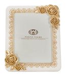 Cornice Rose Twat 21x2x26 cm in Poliresina e Vetro Crema e Oro