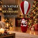 Mongolfiera di Babbo Natale 30x30x83 cm Decorazione Natalizia Bianco e Rosso      