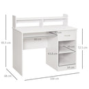 Scrivania 104 x 48 x 95,5 cm con Ripiano Tastiera Estraibile e Mensole  in Legno  Bianco