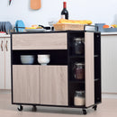 Mobiletto Carrello da Cucina con Cassetti in Legno Rovere e Nero 76.5x40x82 cm
