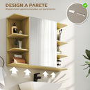 Specchio da Bagno 80x20x59 cm con Armadietto e Ripiani a Giorno Rivestimento in Melamina Color Legno  