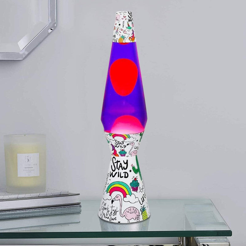 Lampada Lava Lamp 40cm Unicorno Magma con Glitter Colorati