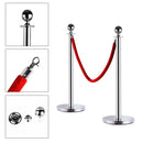 2 Colonnine Separacode Silver con Corda Rossa in Acciaio Inox Ø32x95 cm 