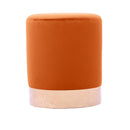 Pouf Ø33x39 cm con placca dorata e velluto arancio