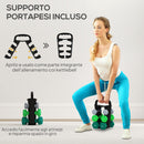 Set 6 Pesi Manubri con Supporto Coppie da 1-2-3 Kg in Metallo Verde e Nero   